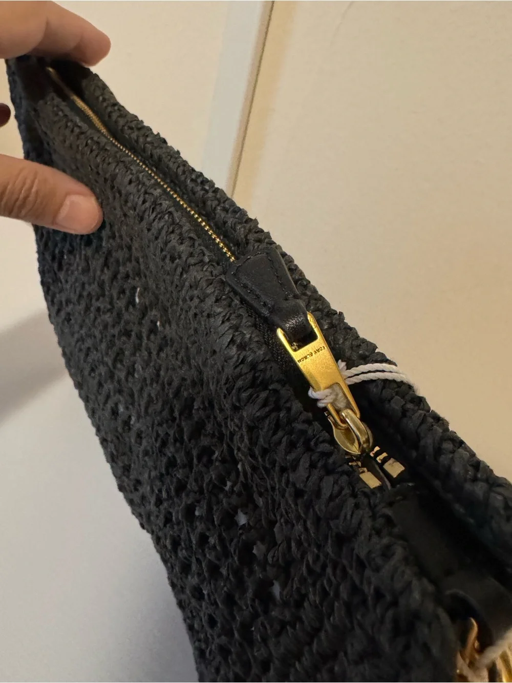 NWT Tory Burch Ella Crocheted Raffia Pouch